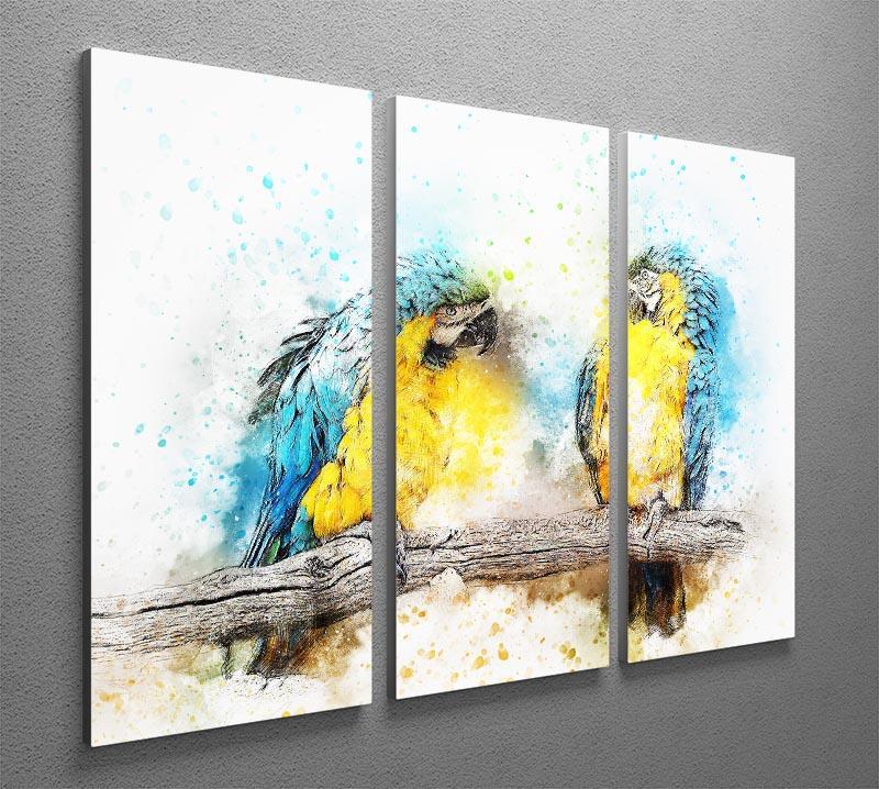 Watercolour Parrots 3 Split Panel Canvas Print - Canvas Art Rocks - 2
