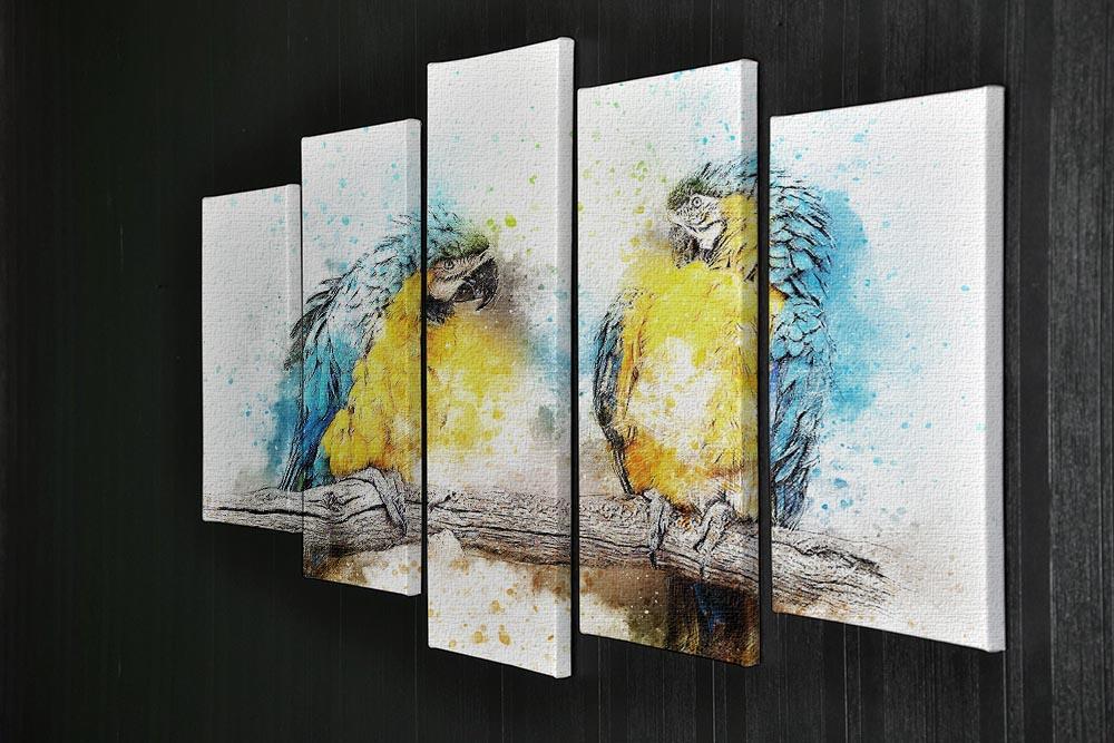 Watercolour Parrots 5 Split Panel Canvas - Canvas Art Rocks - 2