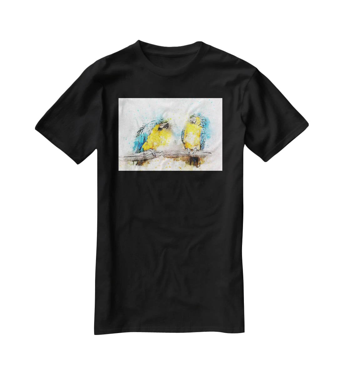 Watercolour Parrots T-Shirt - Canvas Art Rocks - 1