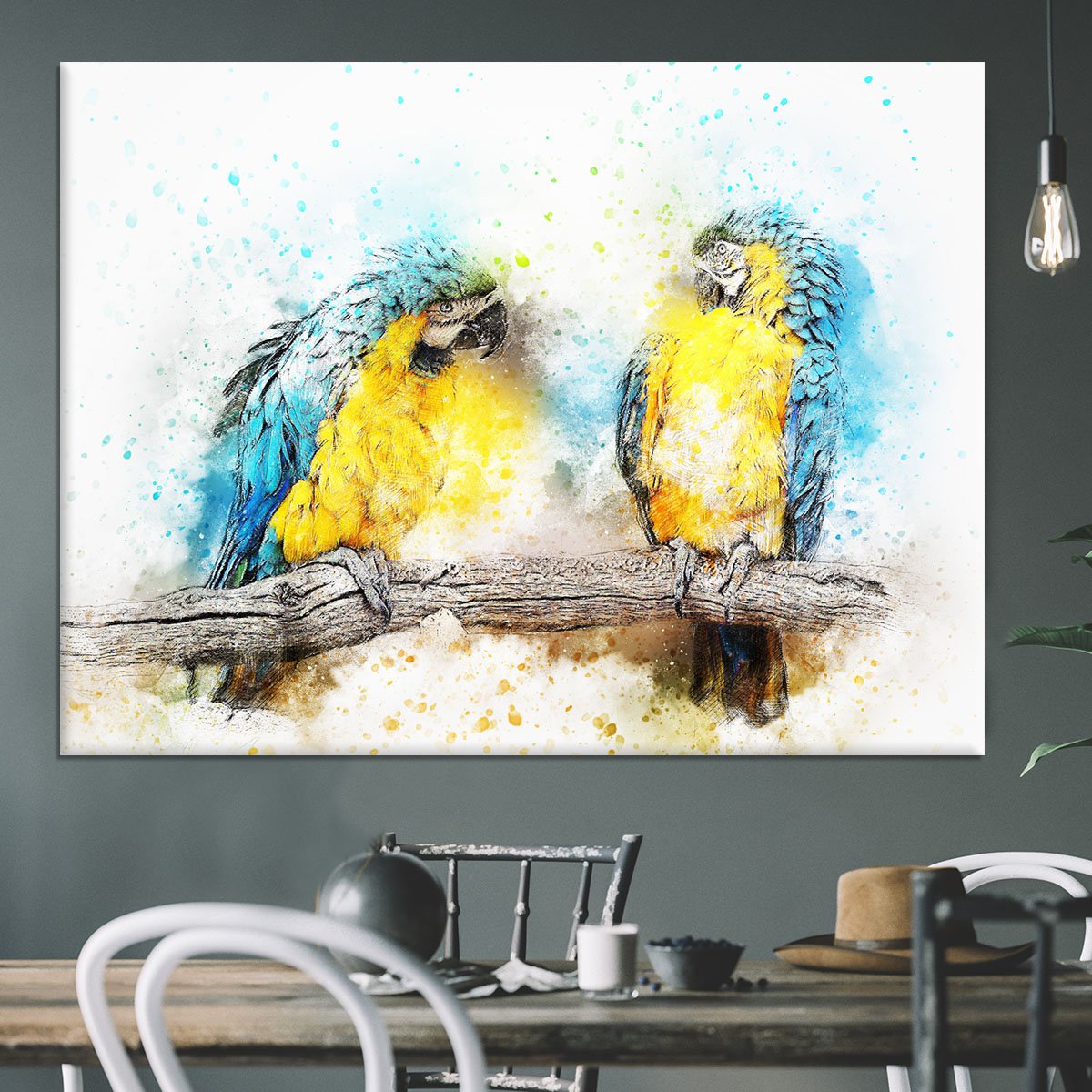 Watercolour Parrots Canvas Print or Poster