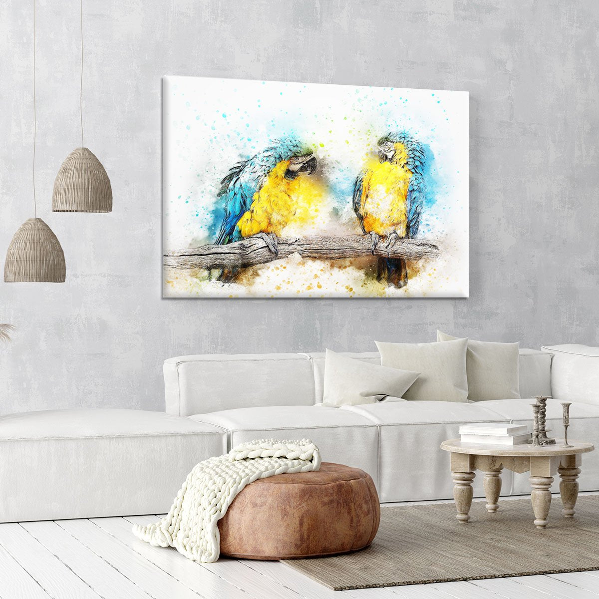 Watercolour Parrots Canvas Print or Poster