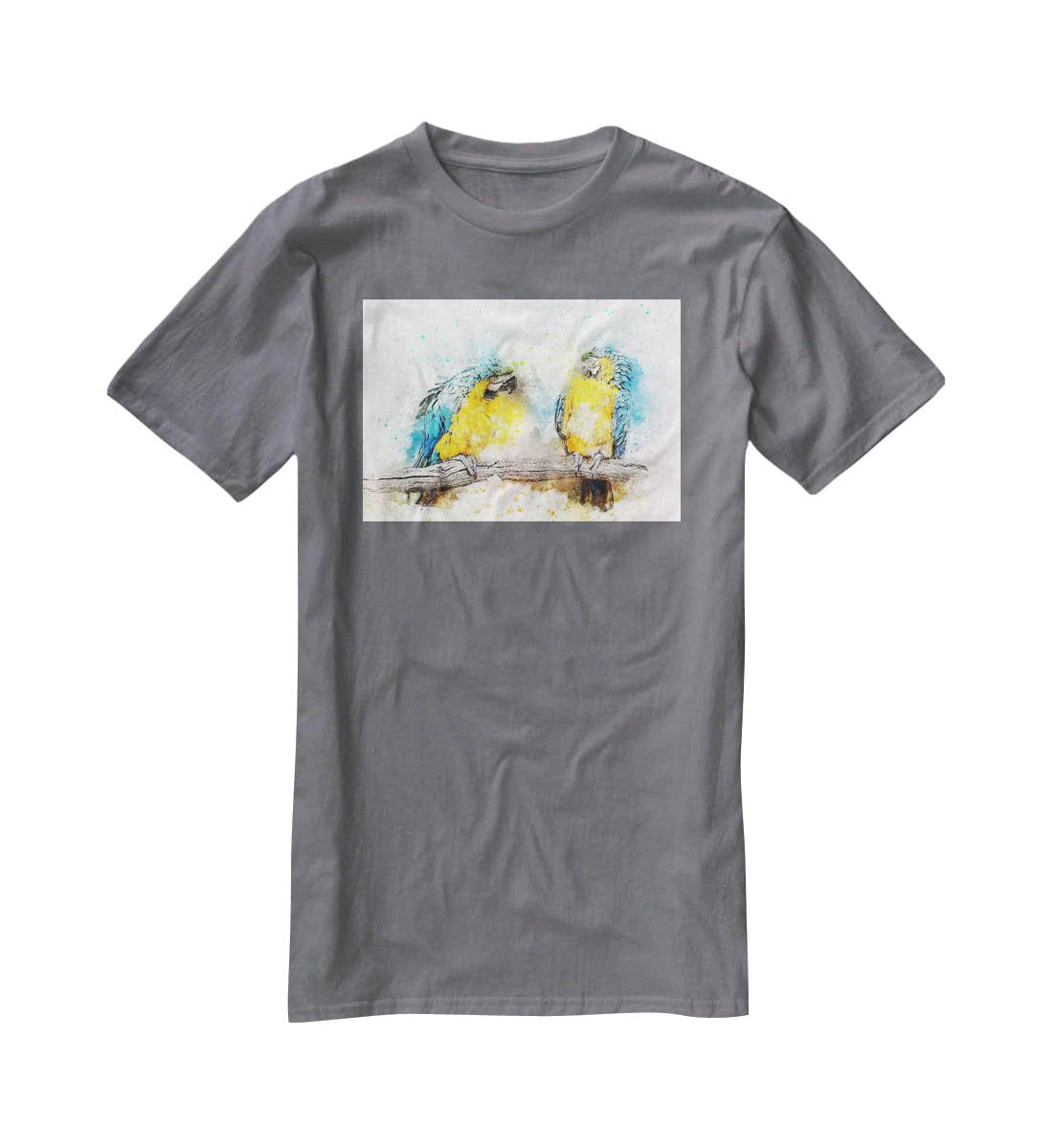 Watercolour Parrots T-Shirt - Canvas Art Rocks - 3