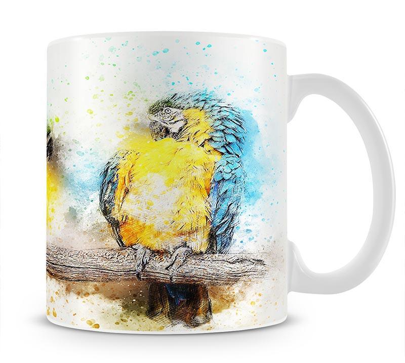 Watercolour Parrots Mug - Canvas Art Rocks - 1