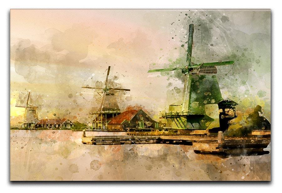 Watercolour Wind Mills Canvas Print or Poster  - Canvas Art Rocks - 1