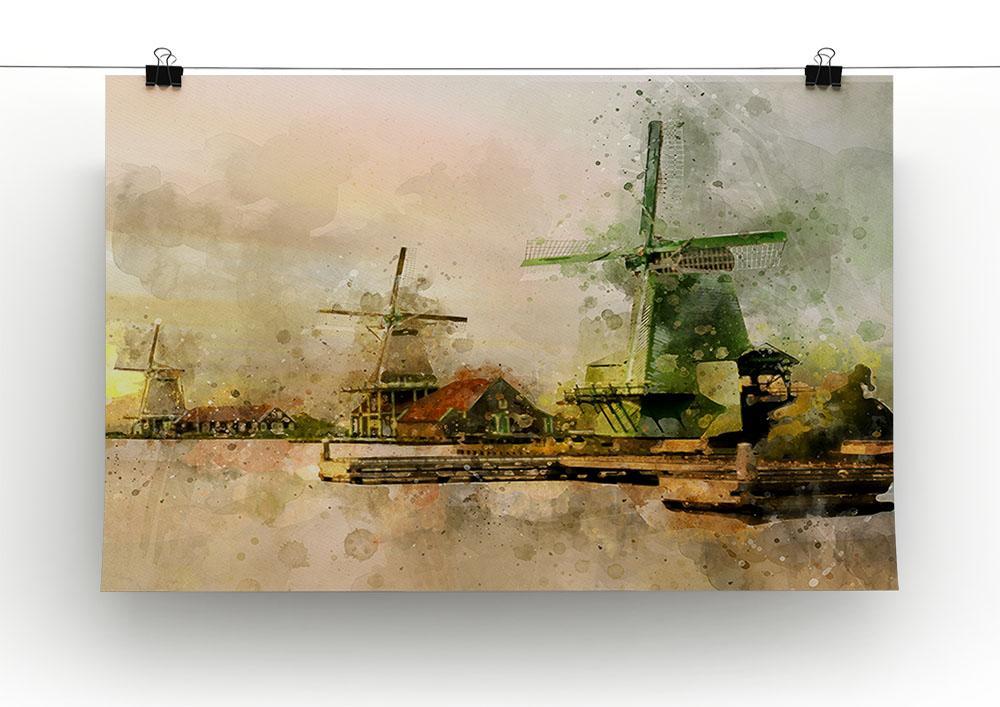 Watercolour Wind Mills Canvas Print or Poster - Canvas Art Rocks - 2