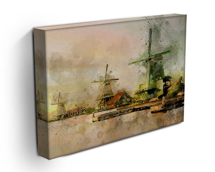 Watercolour Wind Mills Canvas Print or Poster - Canvas Art Rocks - 3