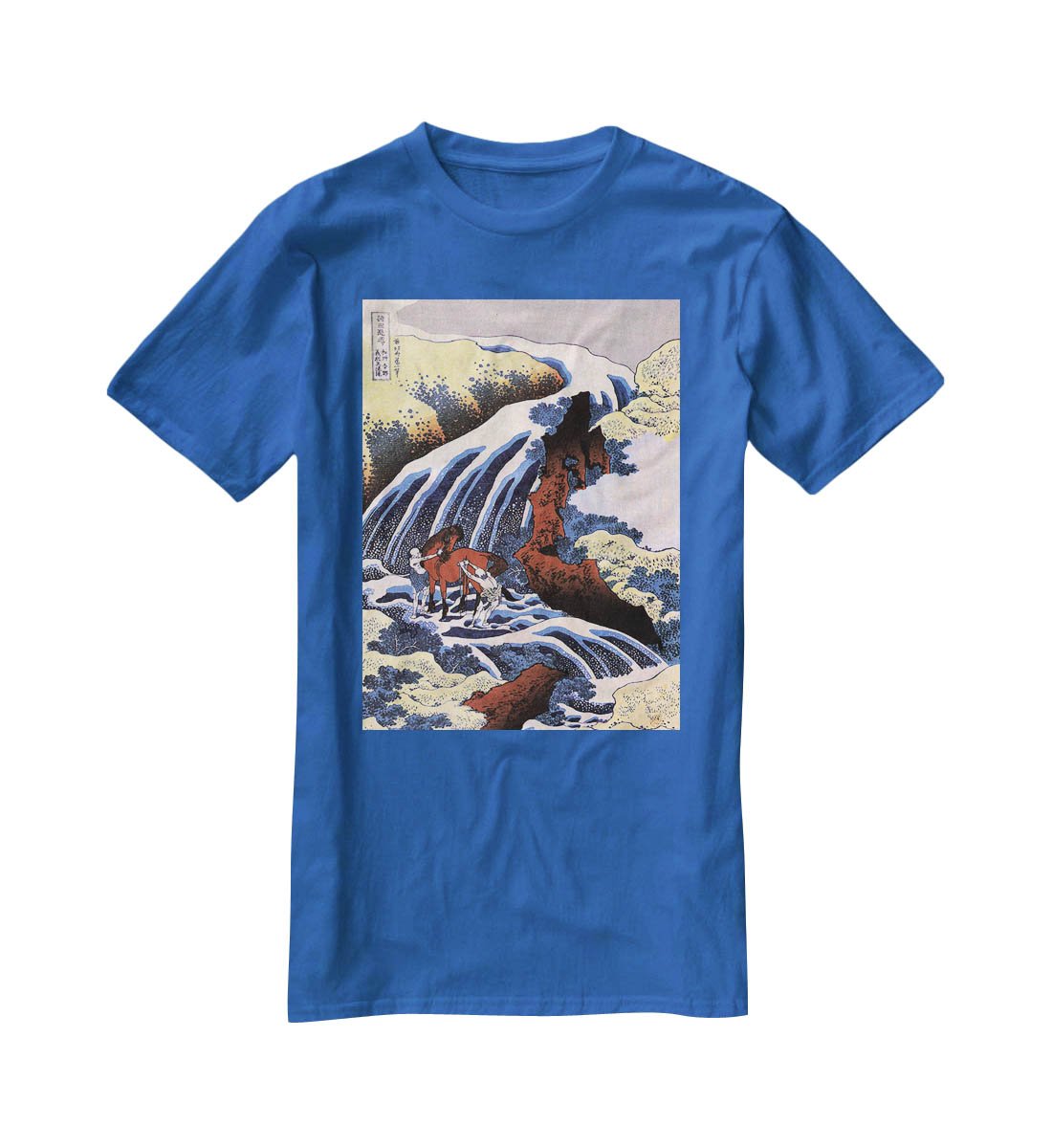 Waterfall and horse washing by Hokusai T-Shirt - Canvas Art Rocks - 2