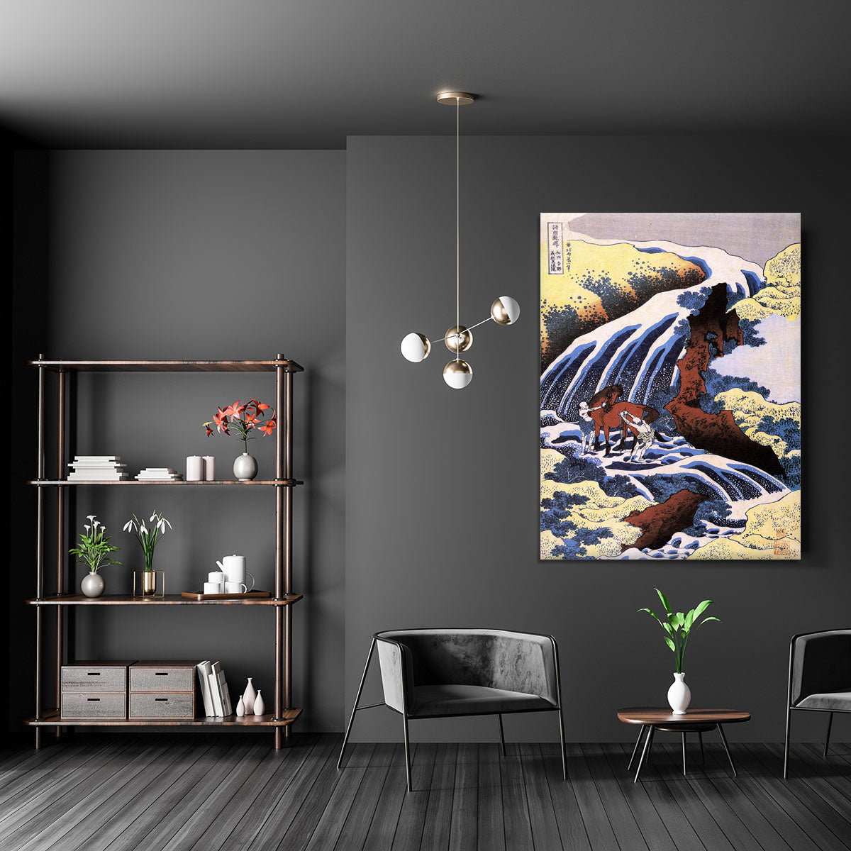 Waterfall and horse washing by Hokusai Canvas Print or Poster - Canvas Art Rocks - 5