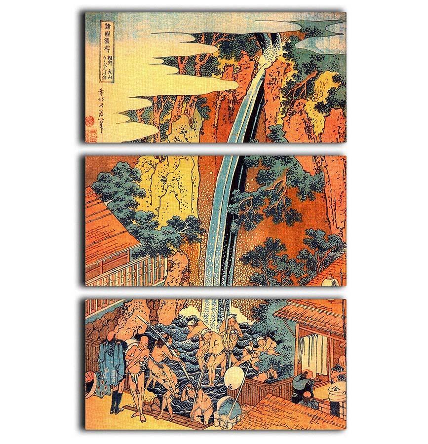 Waterfalls in all provinces 2 by Hokusai 3 Split Panel Canvas Print - Canvas Art Rocks - 1