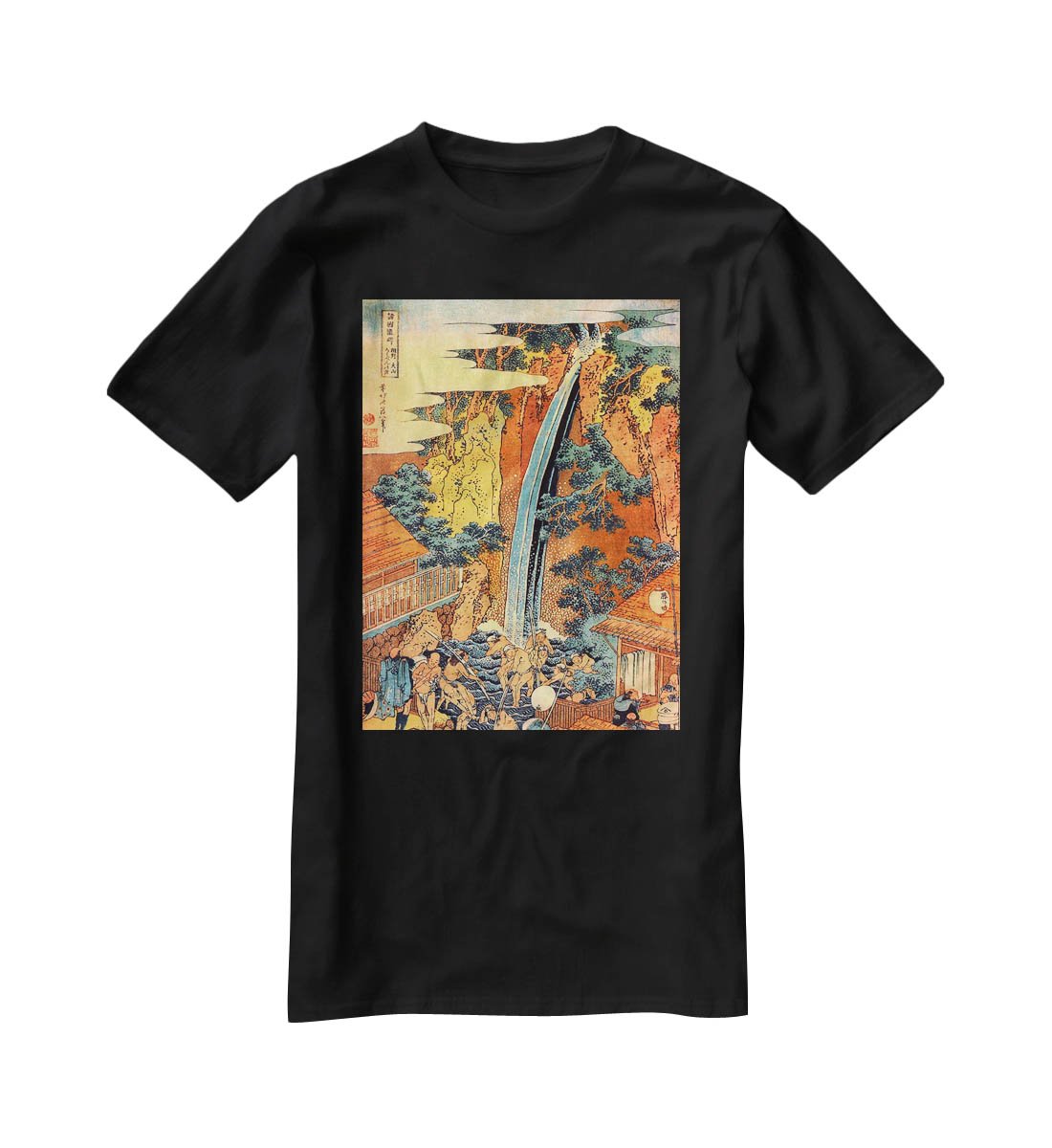 Waterfalls in all provinces 2 by Hokusai T-Shirt - Canvas Art Rocks - 1
