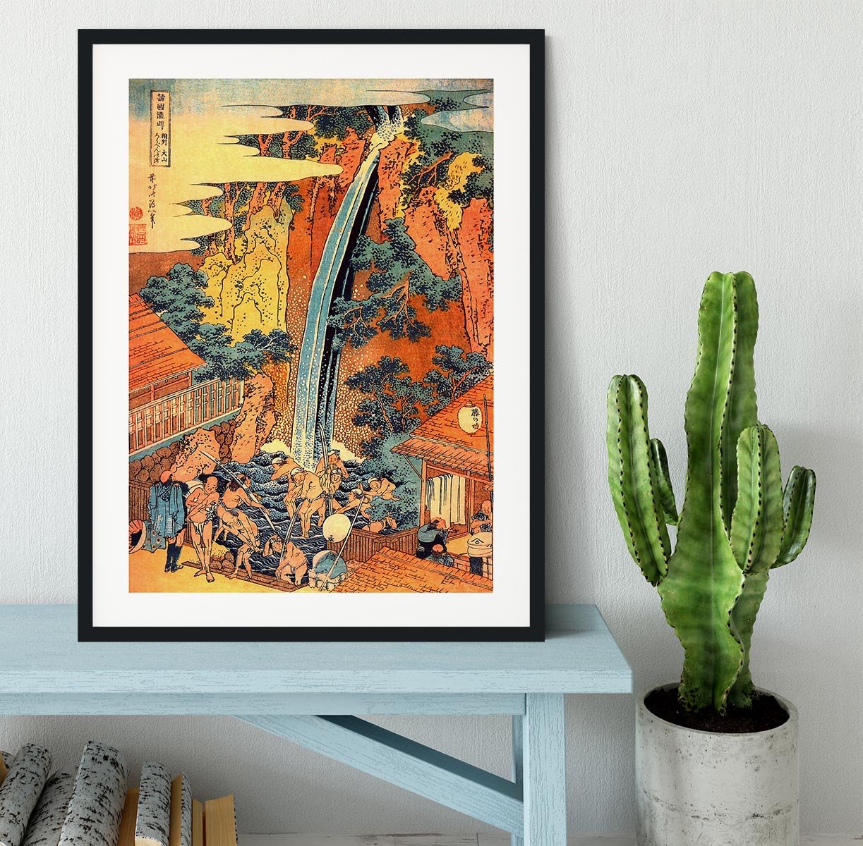Waterfalls in all provinces 2 by Hokusai Framed Print - Canvas Art Rocks - 1
