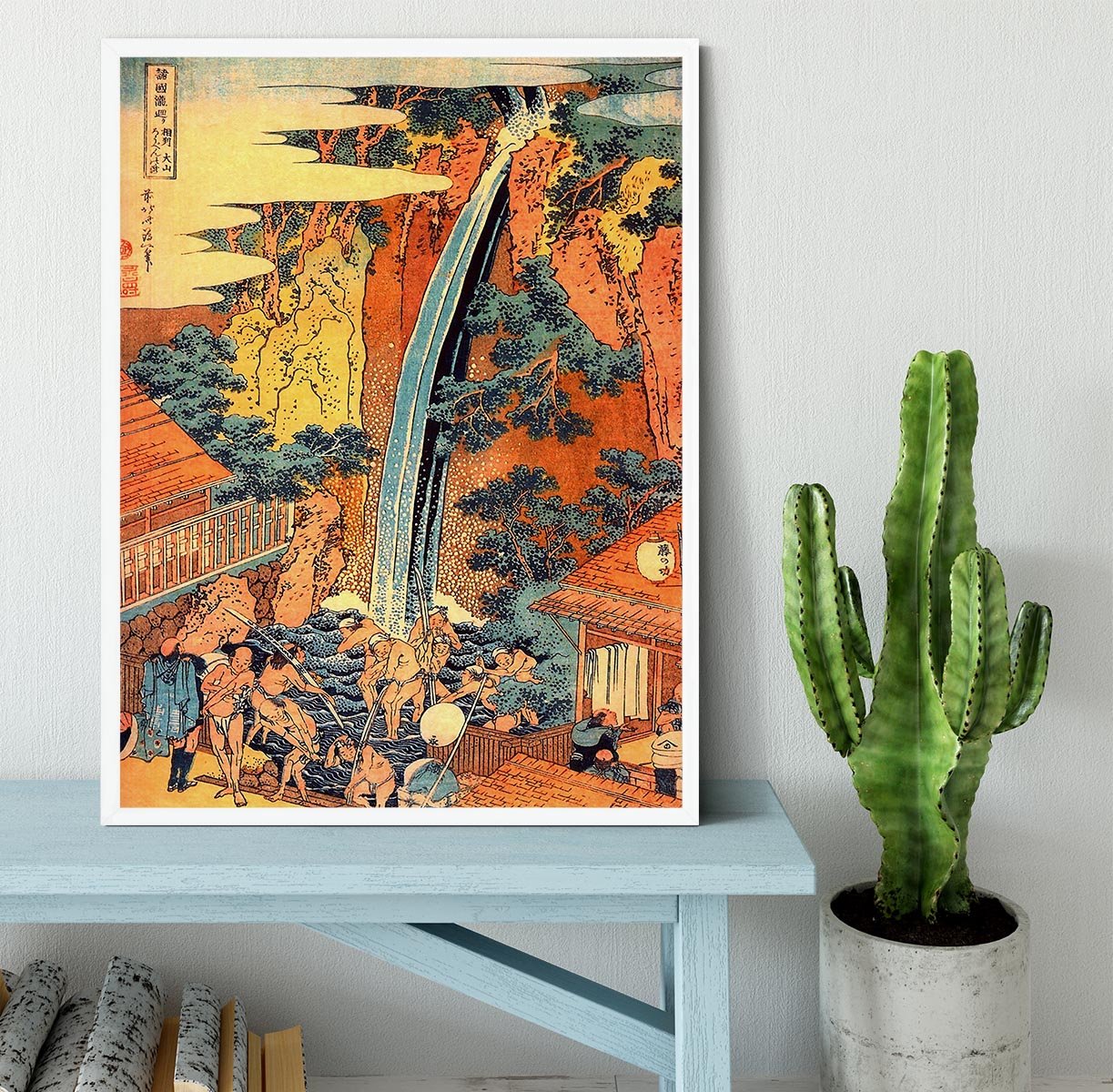 Waterfalls in all provinces 2 by Hokusai Framed Print - Canvas Art Rocks -6