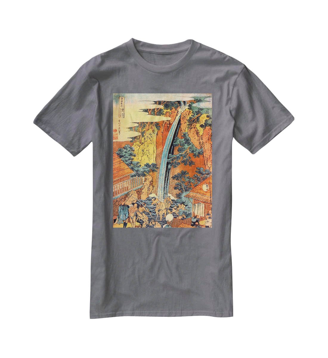 Waterfalls in all provinces 2 by Hokusai T-Shirt - Canvas Art Rocks - 3