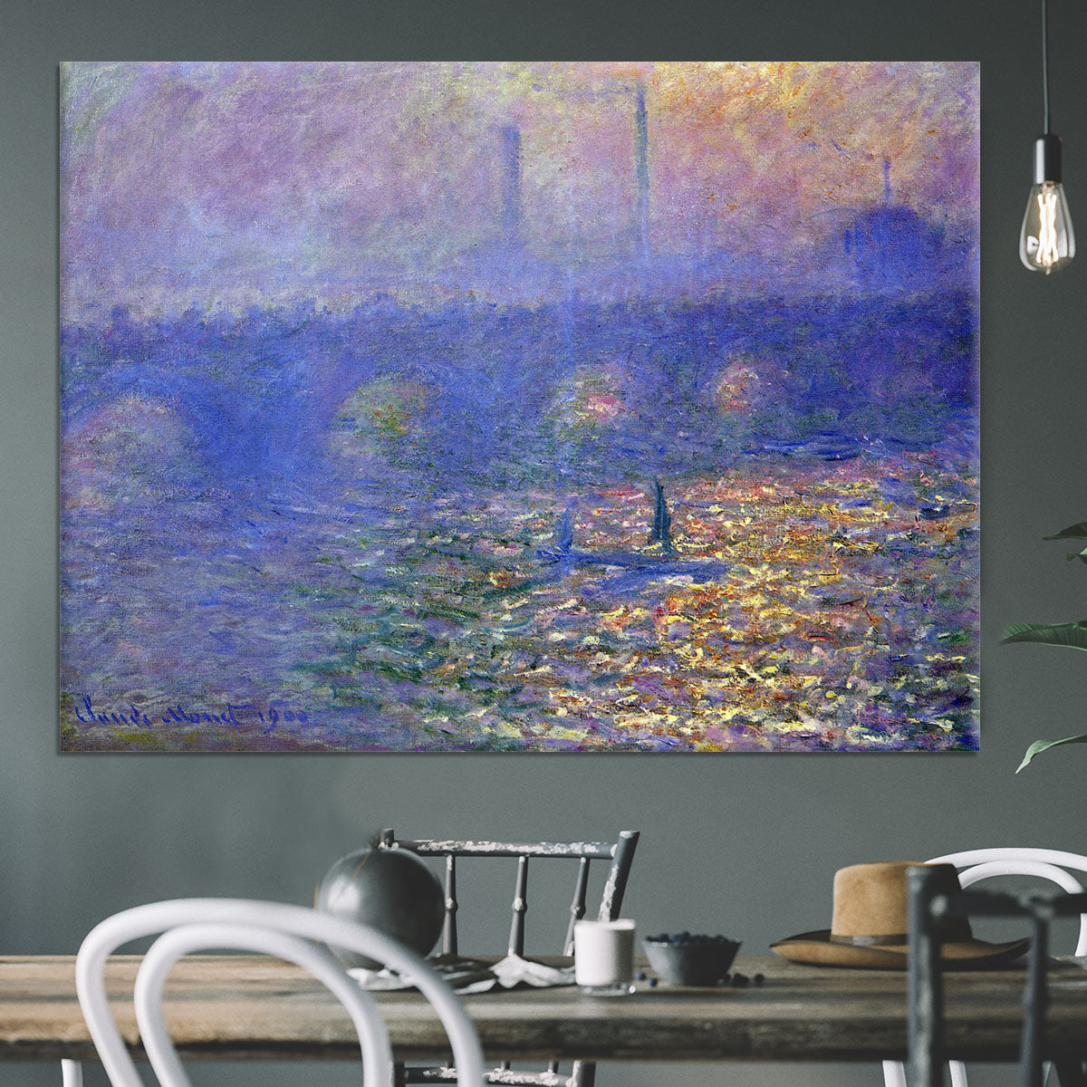 Waterloo Bridge by Monet Canvas Print or Poster - Canvas Art Rocks - 3