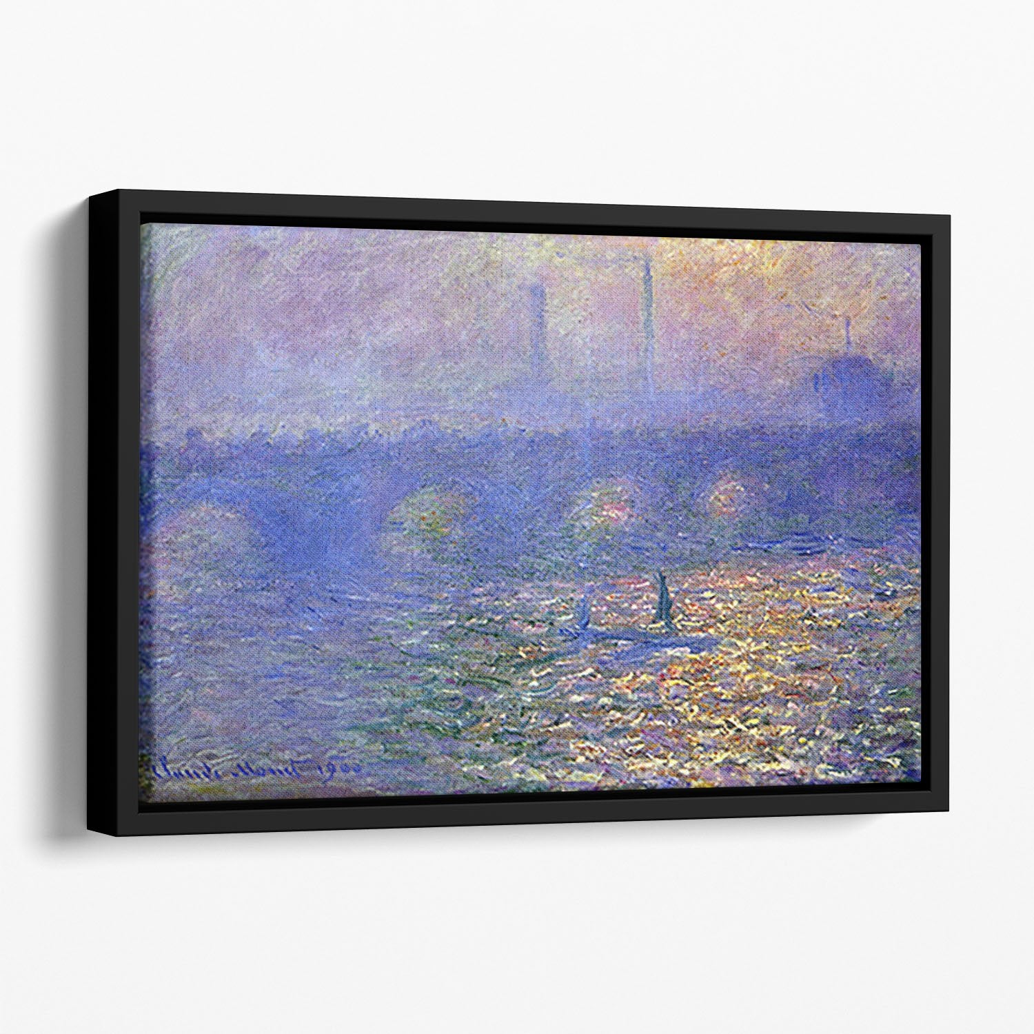 Waterloo Bridge by Monet Floating Framed Canvas