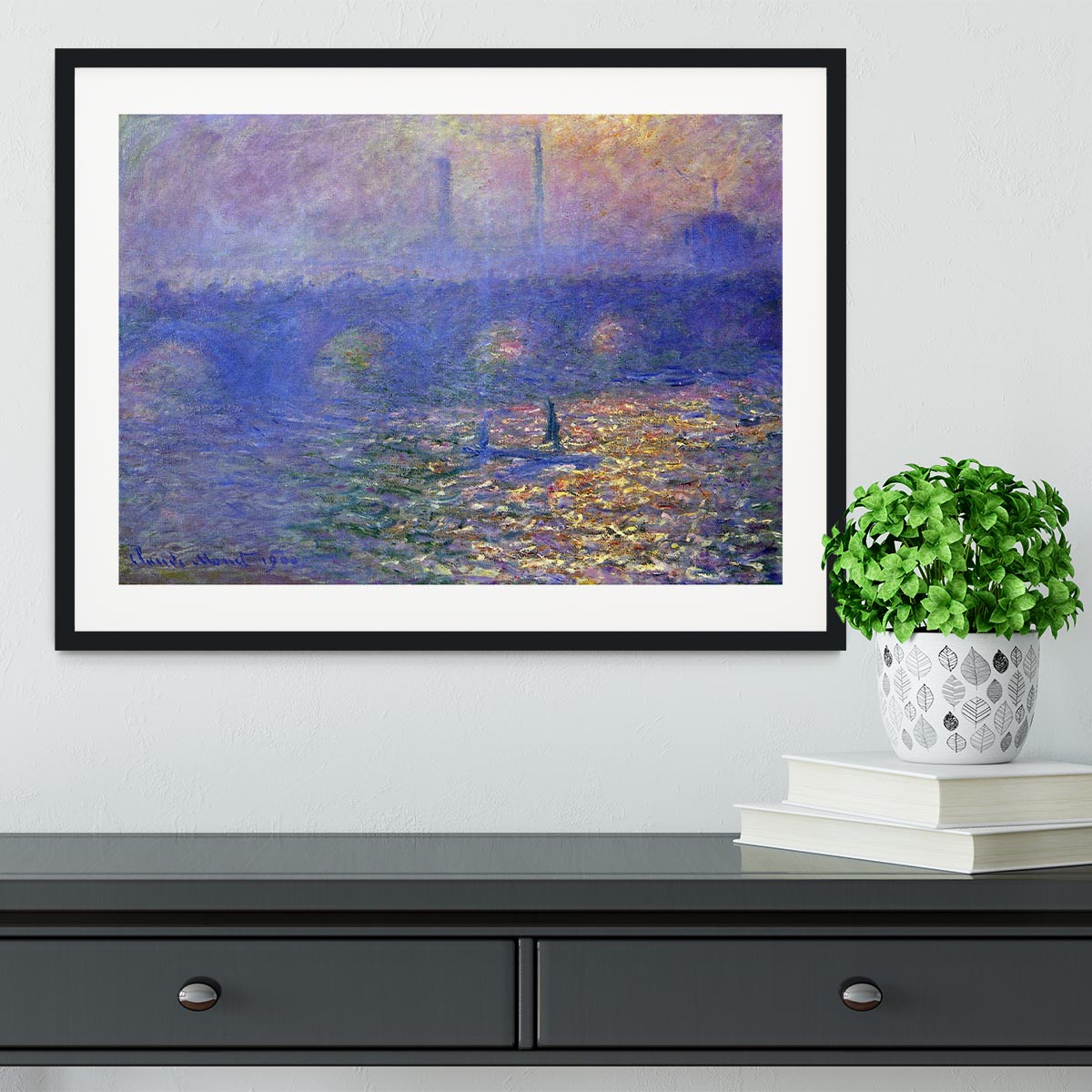 Waterloo Bridge by Monet Framed Print - Canvas Art Rocks - 1