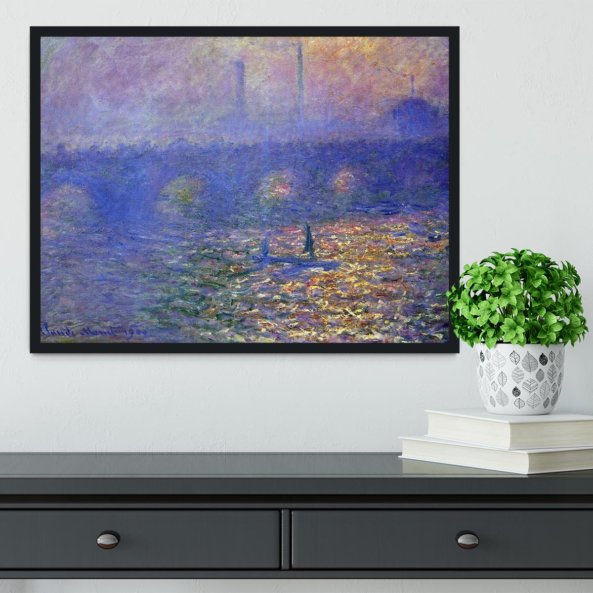 Waterloo Bridge by Monet Framed Print - Canvas Art Rocks - 2