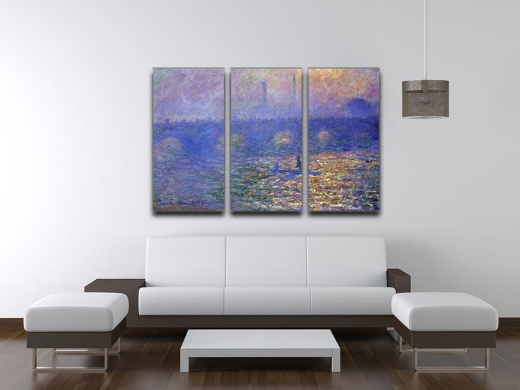 Waterloo Bridge by Monet Split Panel Canvas Print - Canvas Art Rocks - 4