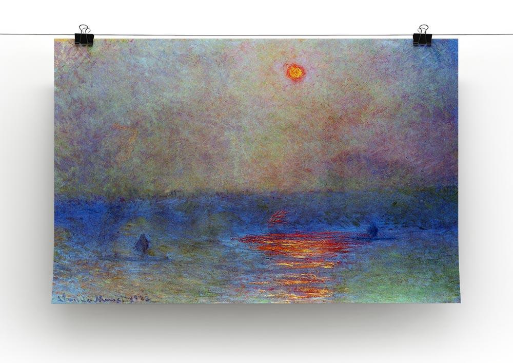 Waterloo Bridge the sun in the fog by Monet Canvas Print & Poster - Canvas Art Rocks - 2