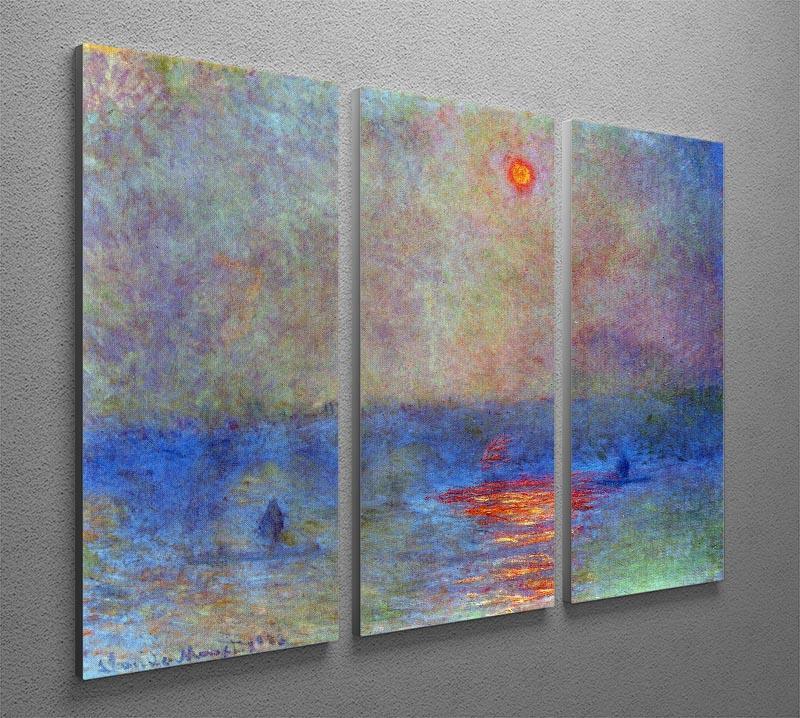 Waterloo Bridge the sun in the fog by Monet Split Panel Canvas Print - Canvas Art Rocks - 4