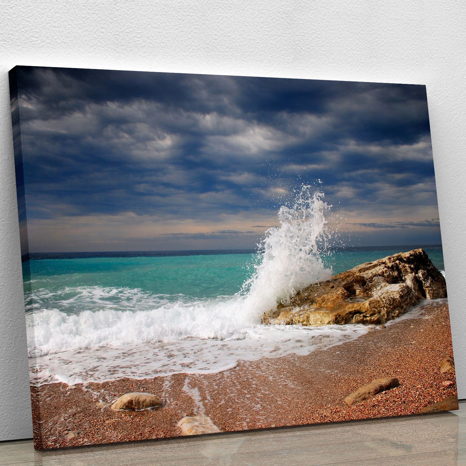 Wave crash on the stone Canvas Print or Poster