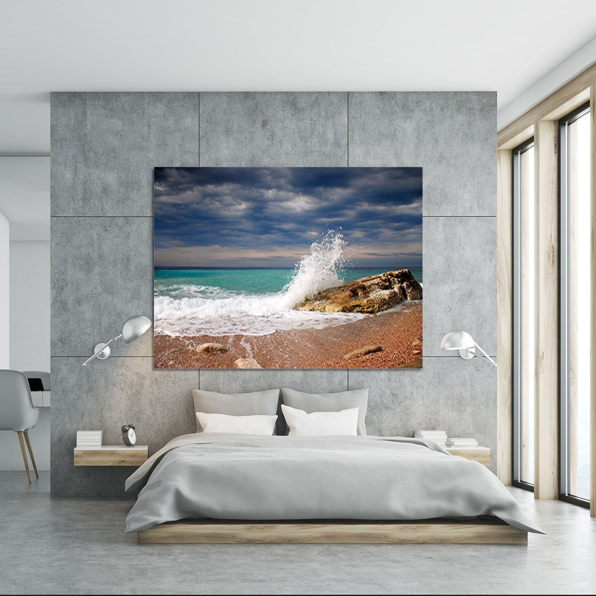 Wave crash on the stone Canvas Print or Poster
