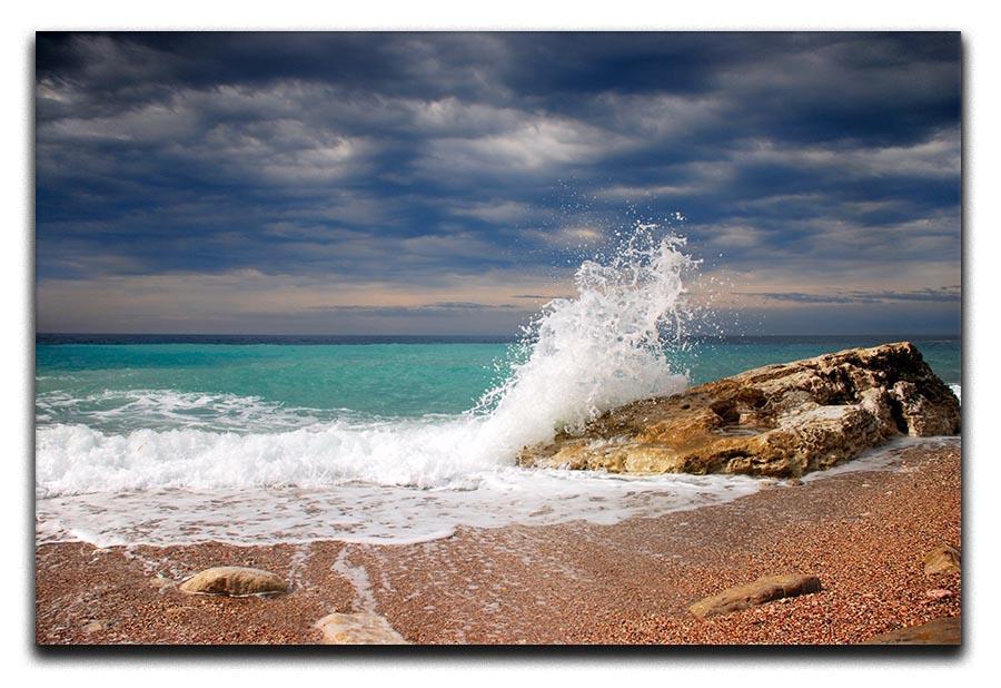 Wave crash on the stone Canvas Print or Poster  - Canvas Art Rocks - 1