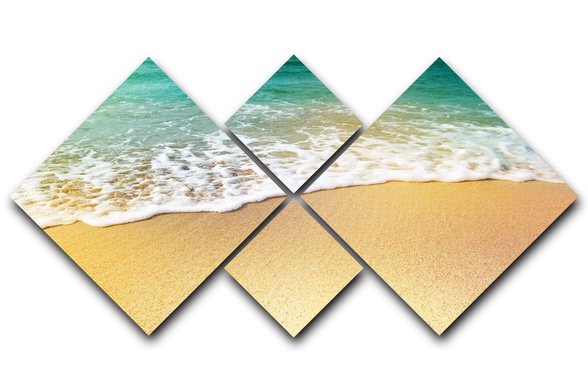 Wave of sea water and sand 4 Square Multi Panel Canvas - Canvas Art Rocks - 1