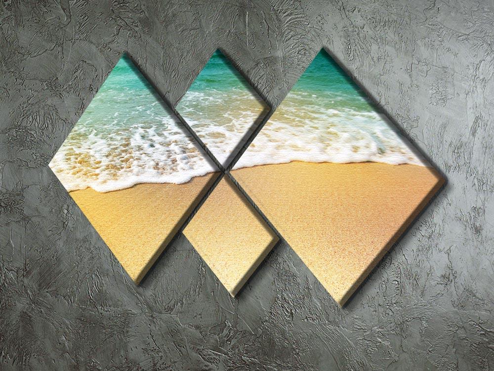 Wave of sea water and sand 4 Square Multi Panel Canvas - Canvas Art Rocks - 2