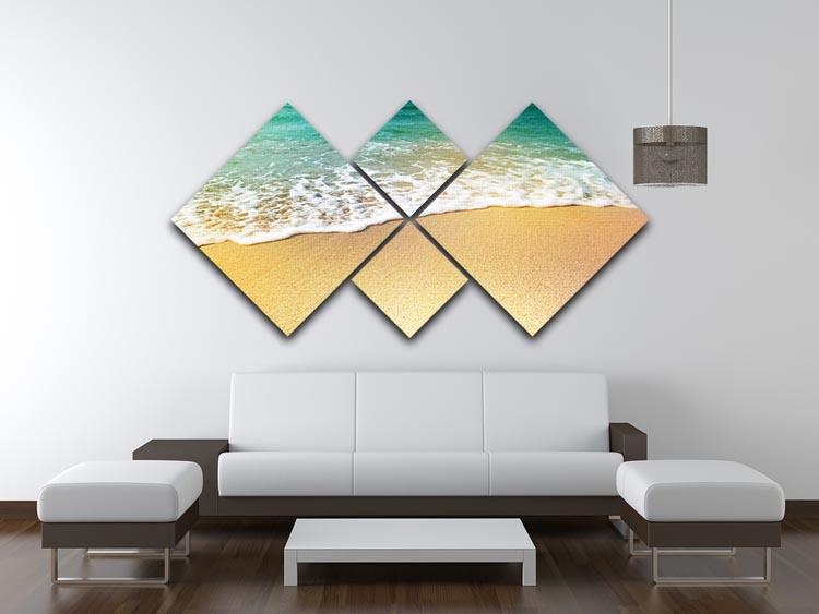 Wave of sea water and sand 4 Square Multi Panel Canvas - Canvas Art Rocks - 3