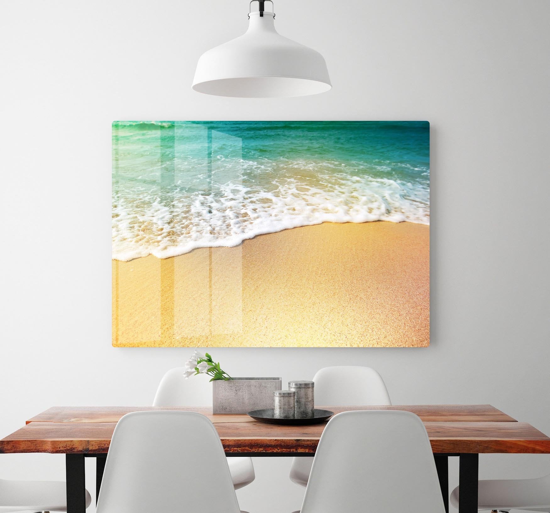 Wave of sea water and sand HD Metal Print - Canvas Art Rocks - 2