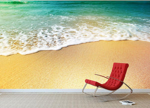 Wave of sea water and sand Wall Mural Wallpaper - Canvas Art Rocks - 2
