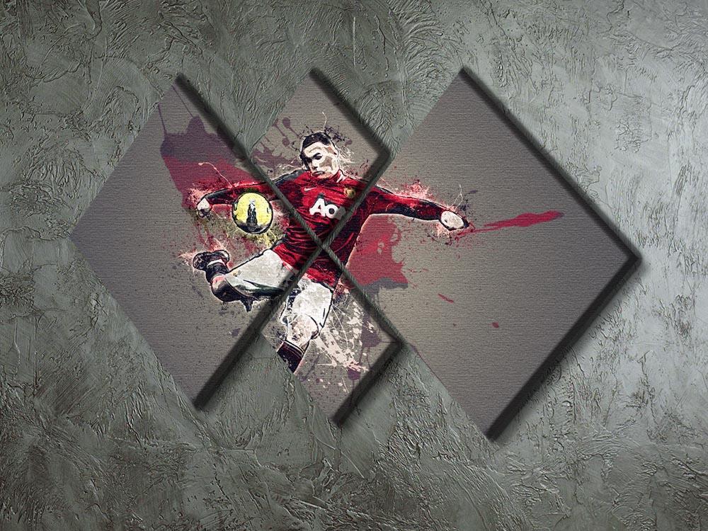 Wayne Rooney Paint Splatter 4 Square Multi Panel Canvas - Canvas Art Rocks - 2