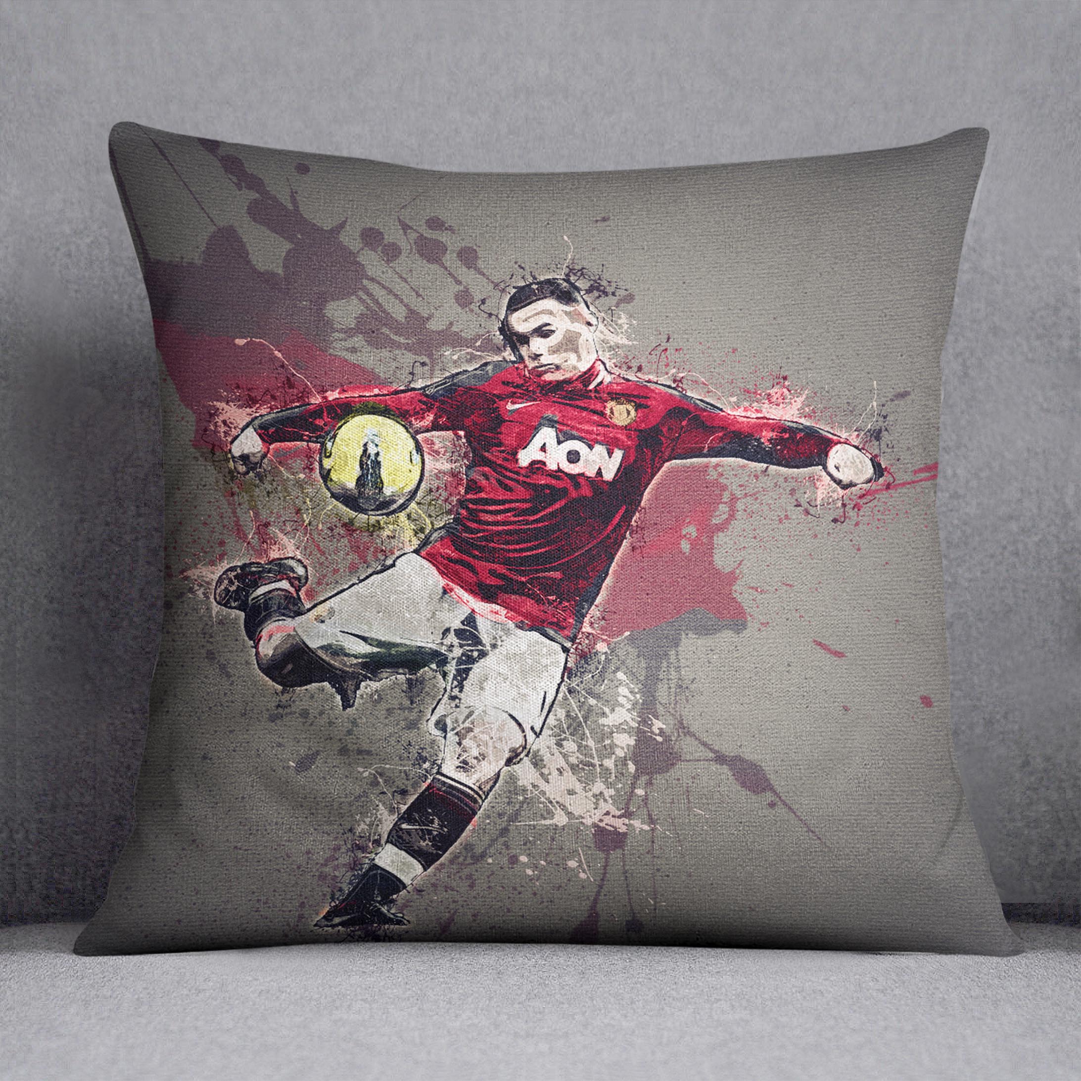 Wayne Rooney Paint Splatter Cushion