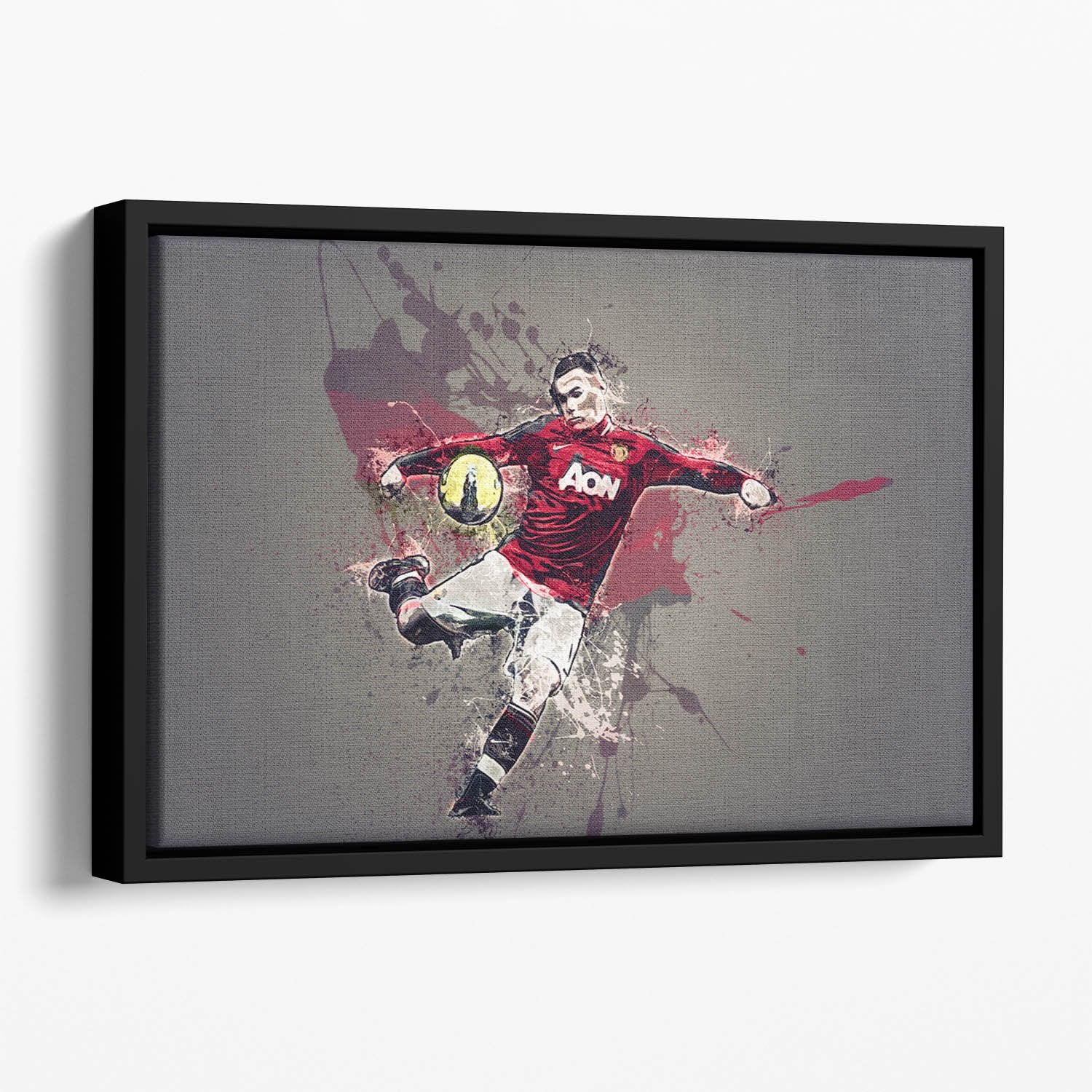 Wayne Rooney Paint Splatter Floating Framed Canvas