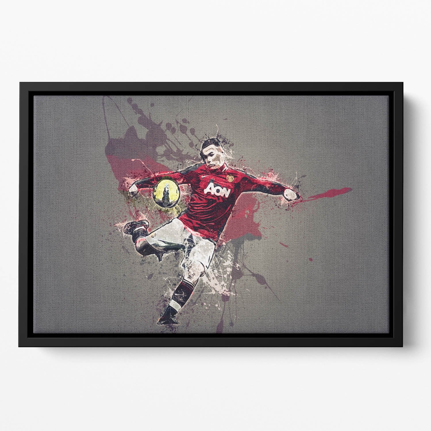 Wayne Rooney Paint Splatter Floating Framed Canvas