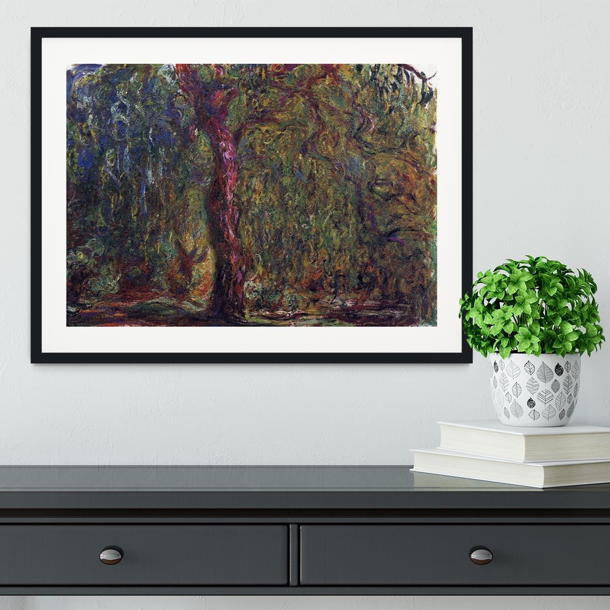 Weeping willow by Monet Framed Print - Canvas Art Rocks - 1