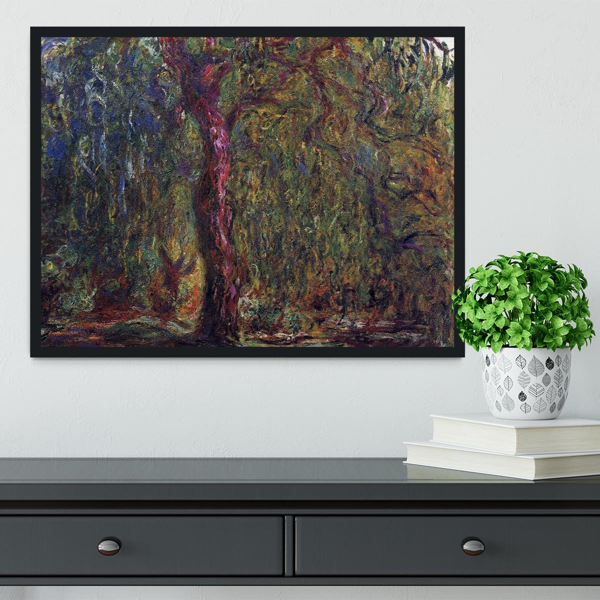 Weeping willow by Monet Framed Print - Canvas Art Rocks - 2