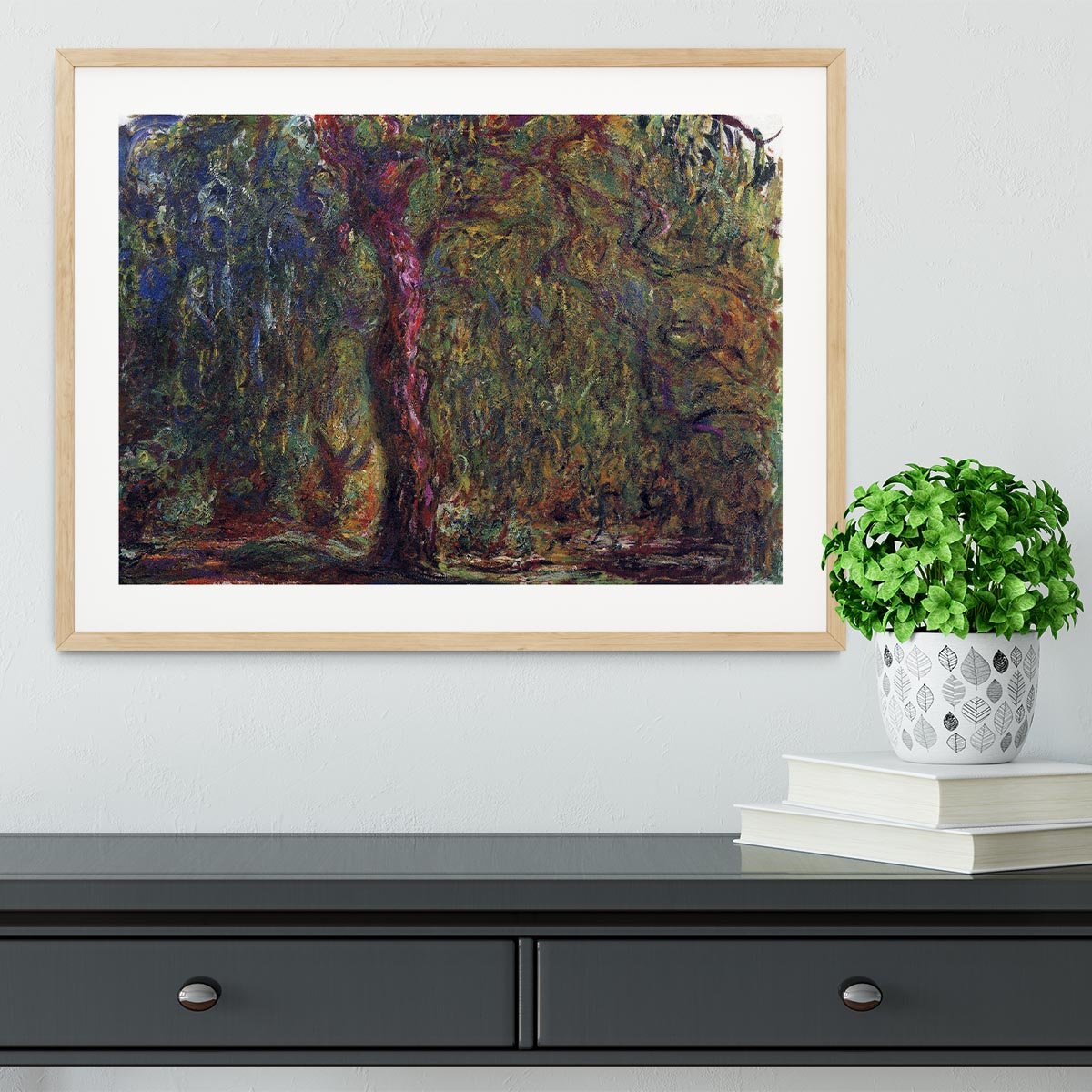 Weeping willow by Monet Framed Print - Canvas Art Rocks - 3