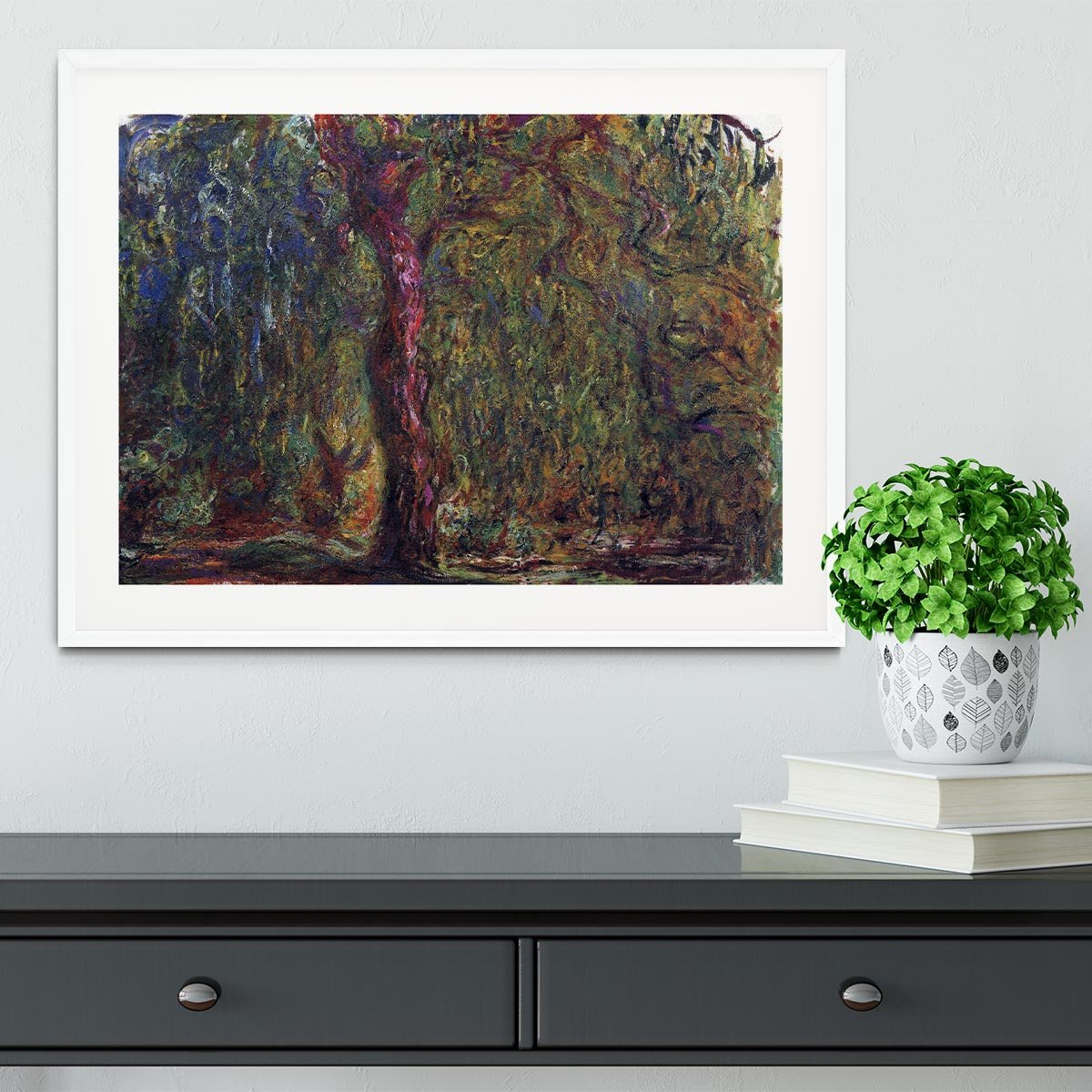 Weeping willow by Monet Framed Print - Canvas Art Rocks - 5