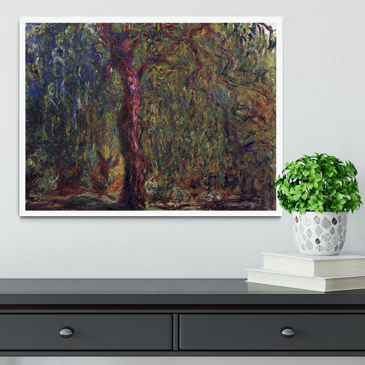 Weeping willow by Monet Framed Print - Canvas Art Rocks -6