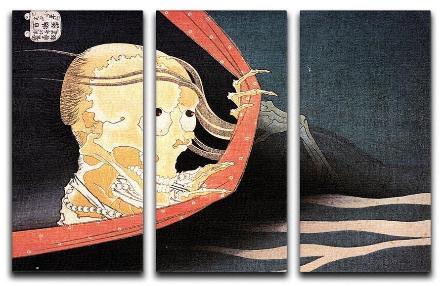 Weird Skeleton by Hokusai 3 Split Panel Canvas Print - Canvas Art Rocks - 1