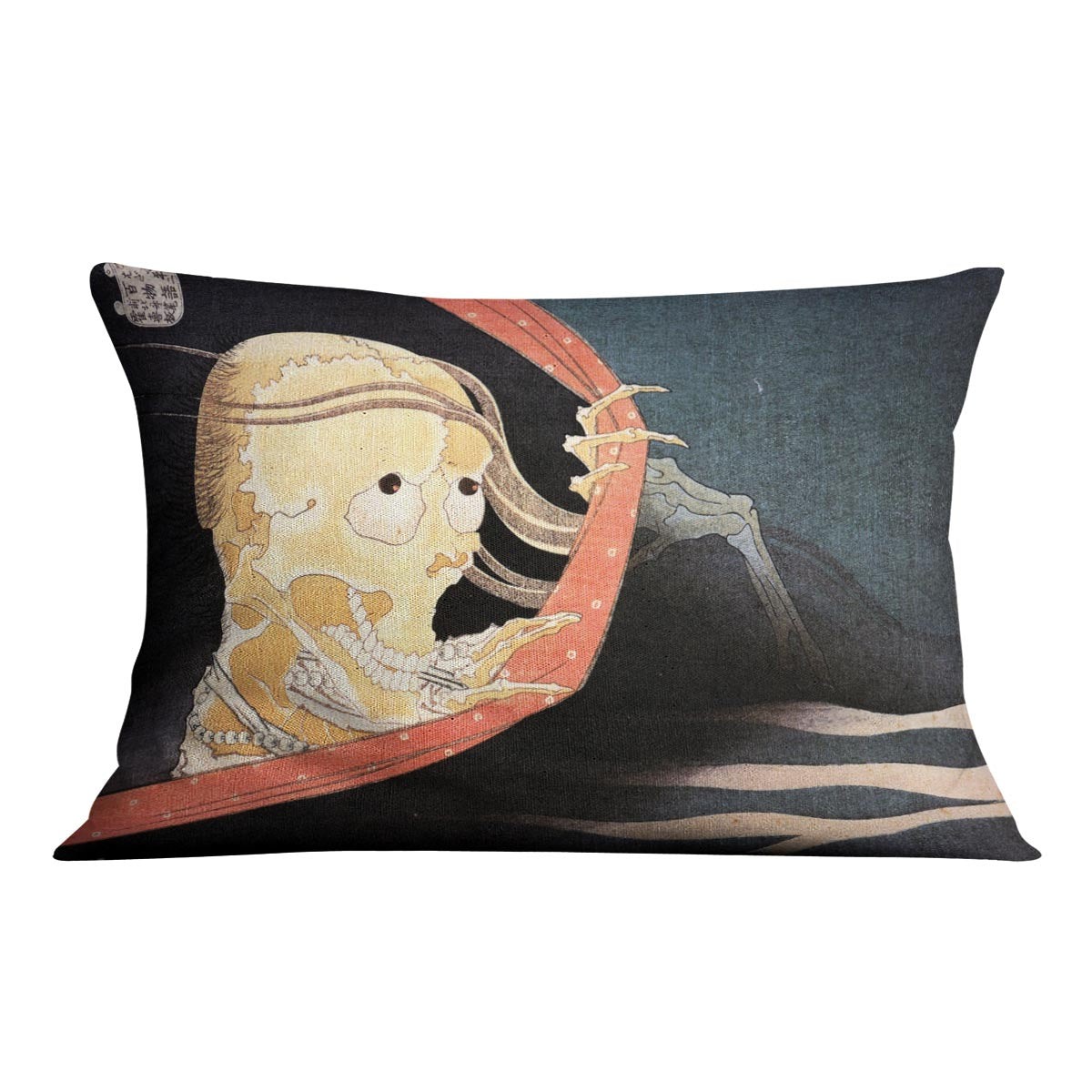 Weird Skeleton by Hokusai Cushion
