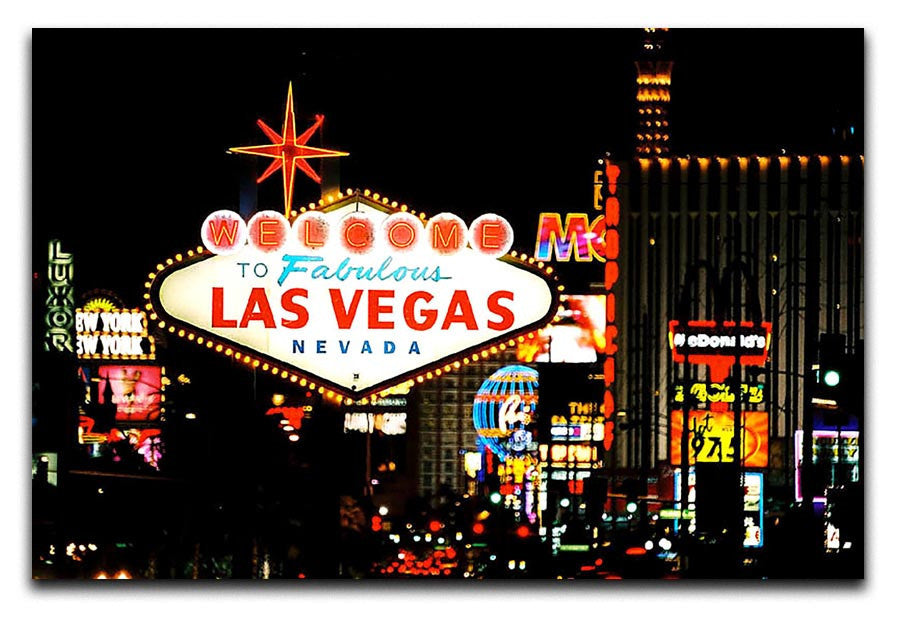 Welcome To Las Vegas At Night Print - Canvas Art Rocks - 1