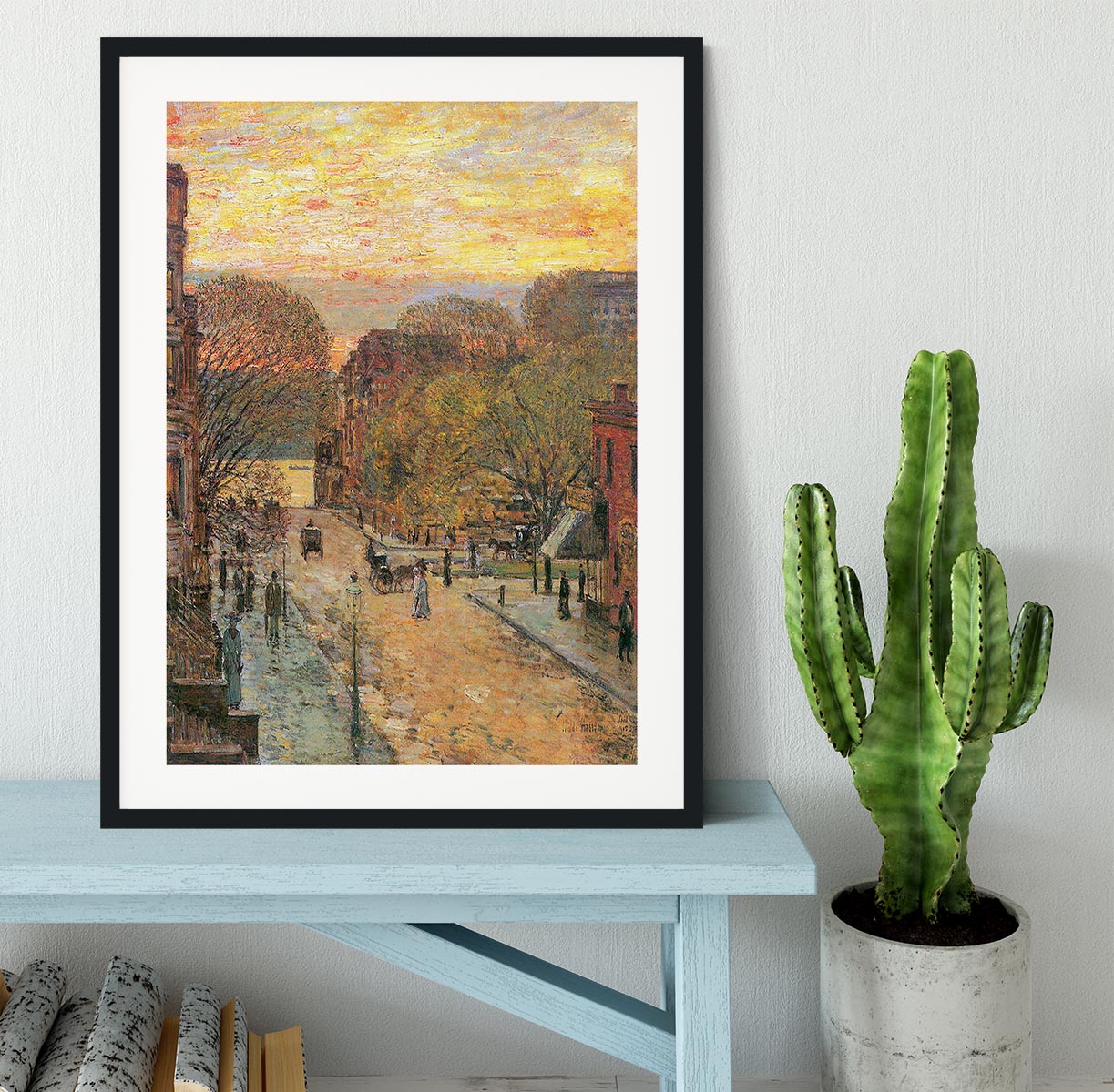 West 78th Street in Spring by Hassam Framed Print - Canvas Art Rocks - 1