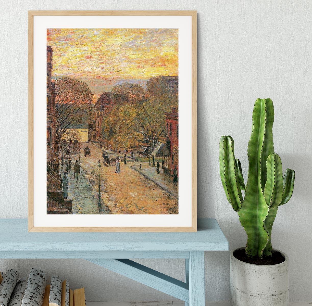 West 78th Street in Spring by Hassam Framed Print - Canvas Art Rocks - 3