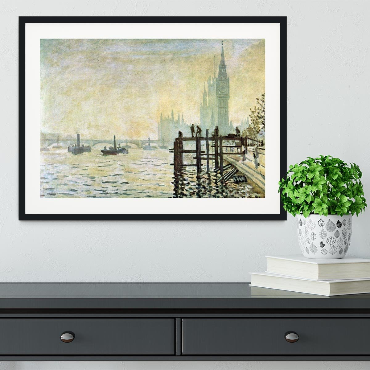 Westminster Bridge in London by Monet Framed Print - Canvas Art Rocks - 1
