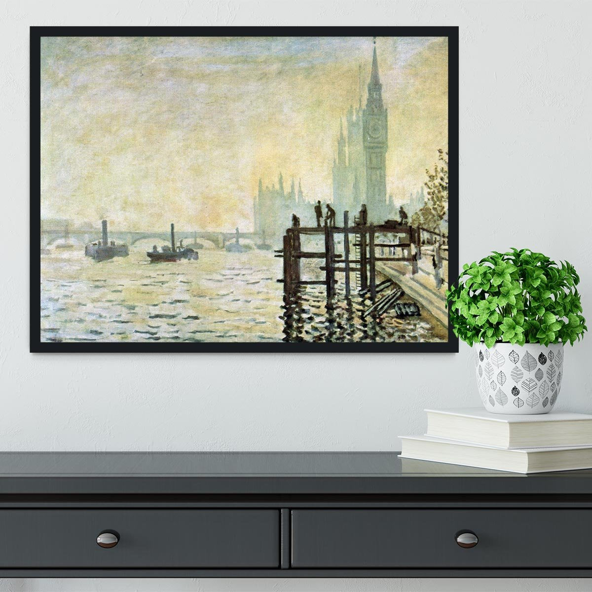Westminster Bridge in London by Monet Framed Print - Canvas Art Rocks - 2