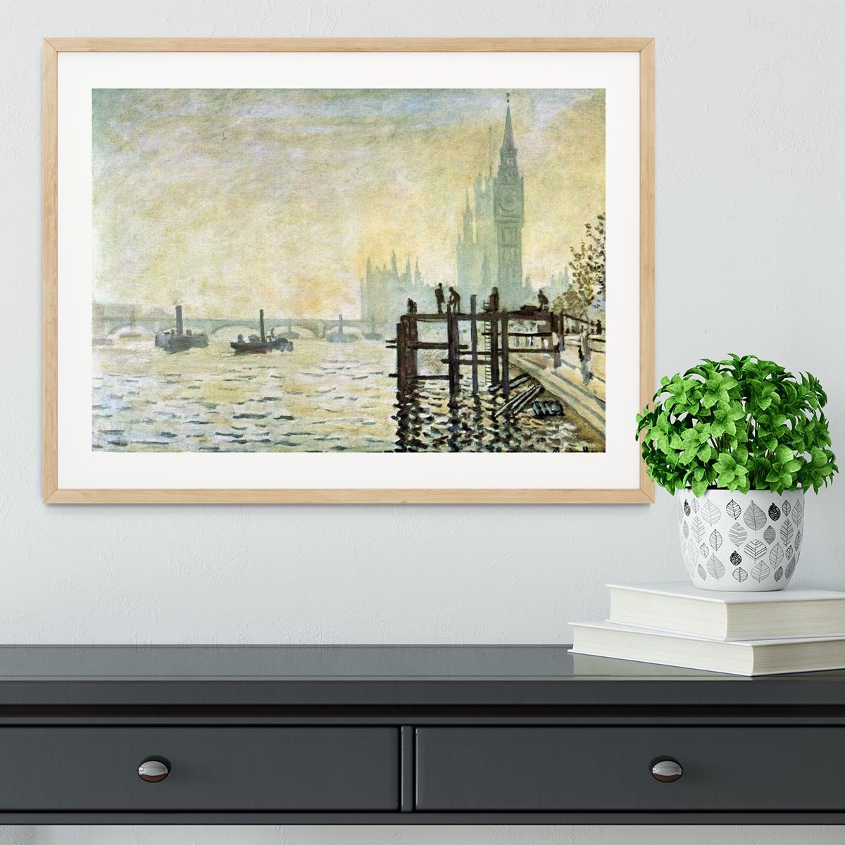 Westminster Bridge in London by Monet Framed Print - Canvas Art Rocks - 3