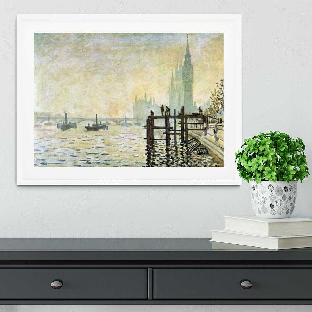 Westminster Bridge in London by Monet Framed Print - Canvas Art Rocks - 5